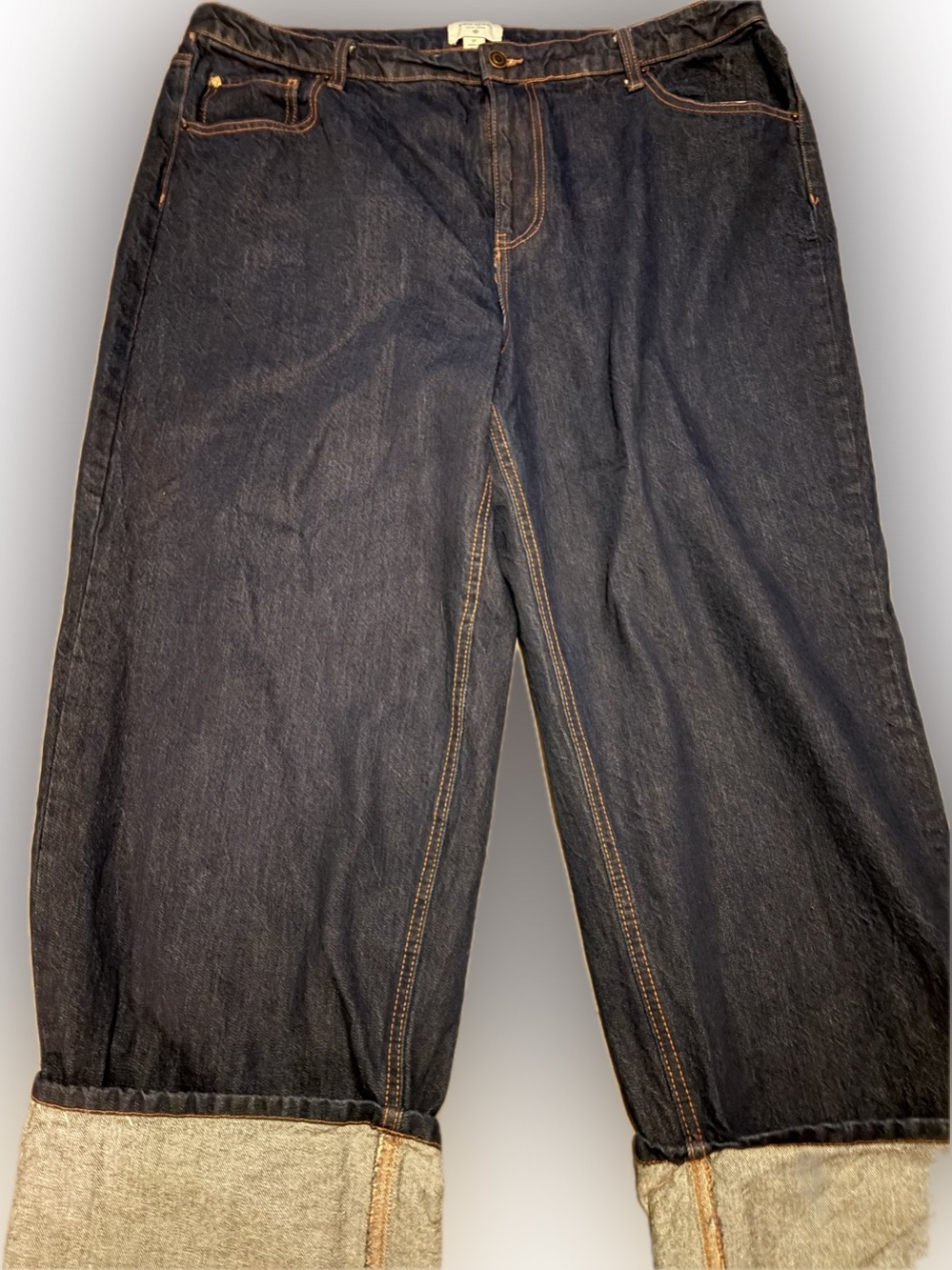 Kate Spade New York x Target High Rise Straight Leg Wide Cuff Jeans Dark Wash 17